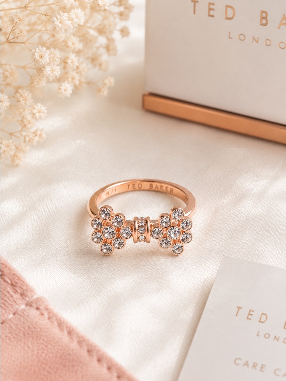 Ted Baker BREMMA Rose Gold Crystal Bow Ring — NWT